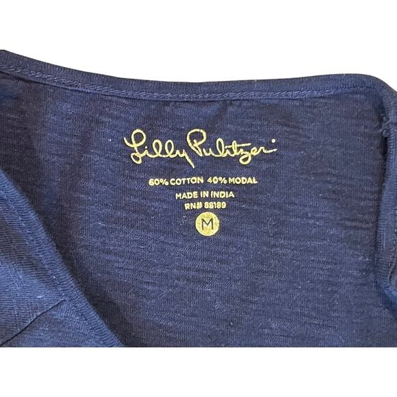 Lilly Pulitzer 26198 Suncrest Swing MEDIUM‎ Modal Cotton Tab Sleeves Navy - Picture 5 of 10